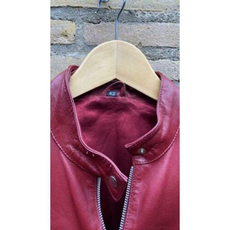 Rood leren jasje maat 42 Vintage