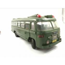Blikken speelgoed bus leger groen Scania zelfbouw