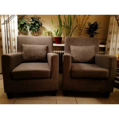 Twee Fauteuils Taupekleurig