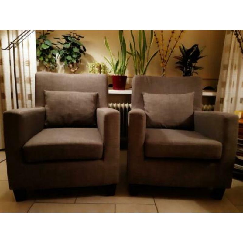 Twee Fauteuils Taupekleurig