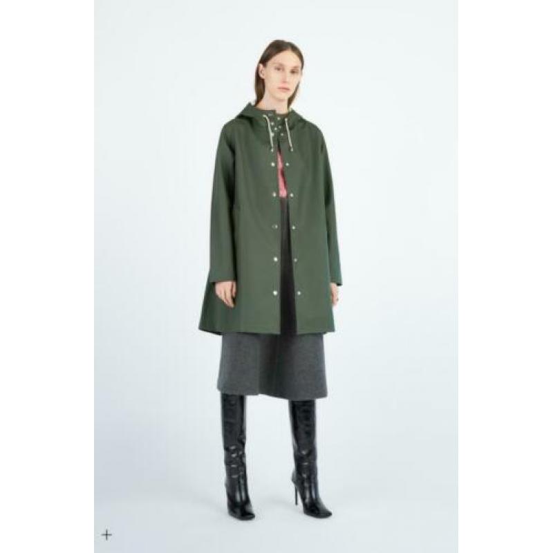 Stutterheim luxe donkergroene A lijn regenjas maat L