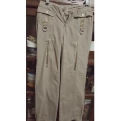 Taupe flared jeans met leer maat 27