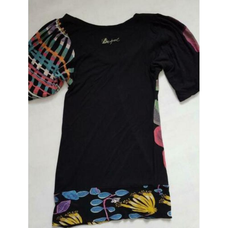 Nieuwe Desigual zwarte tuniek shirt met print, maat M