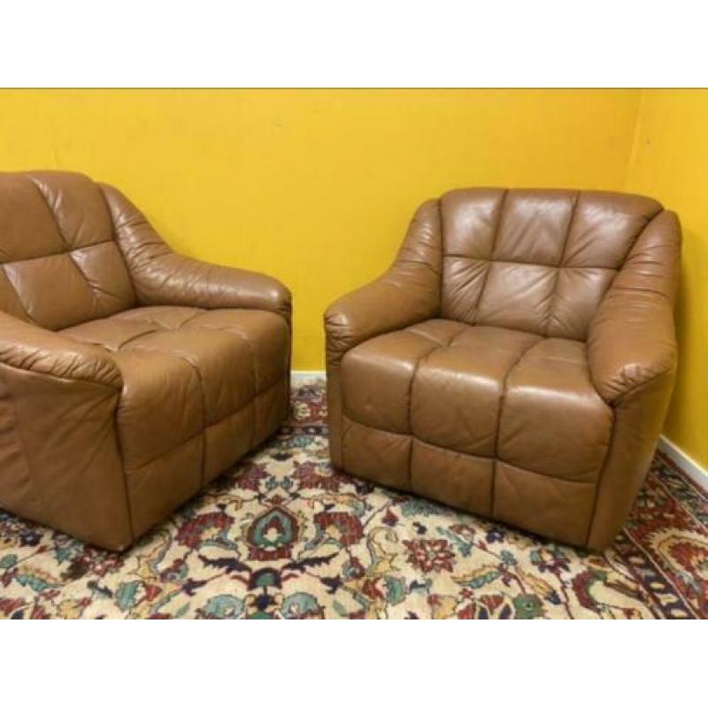 L_ vintage fauteuil stoel leder space age