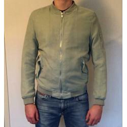Suède herenjas bomberjack jacket kort licht groen