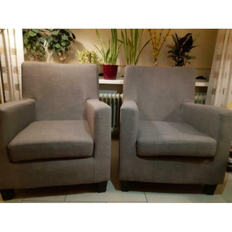 Twee Fauteuils Taupekleurig