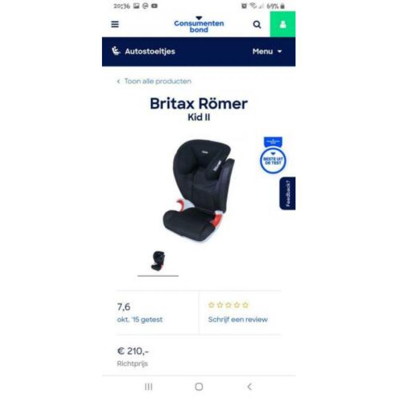 Britax Romer kid II autostoel 15- 36 kg.