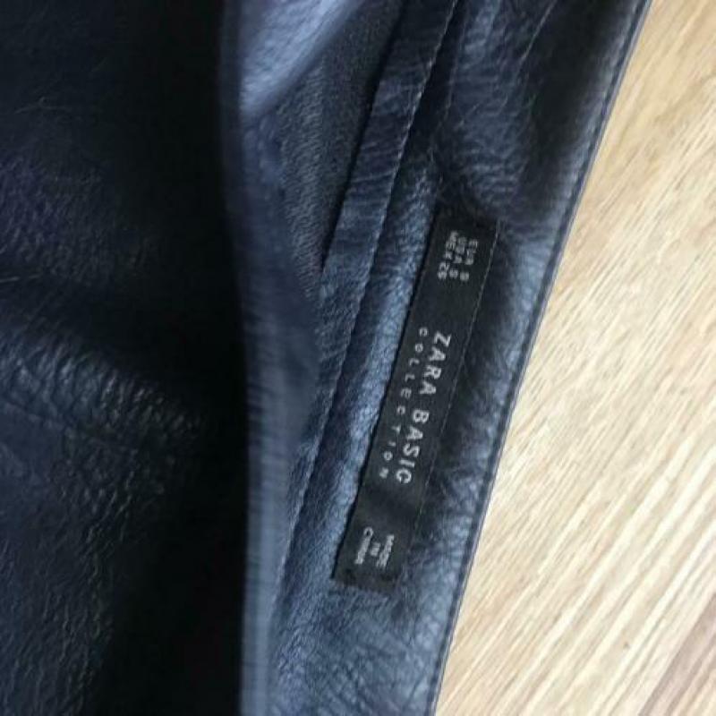 Leren korte rok donkerblauw Zara maat S