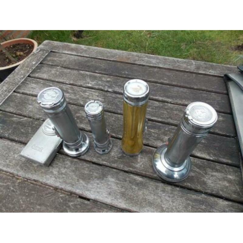 5 maal oude vintage metaal chroom zaklamp