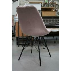 2 nieuwe eetkamerstoelen roze velvet fluweel zwart metaal