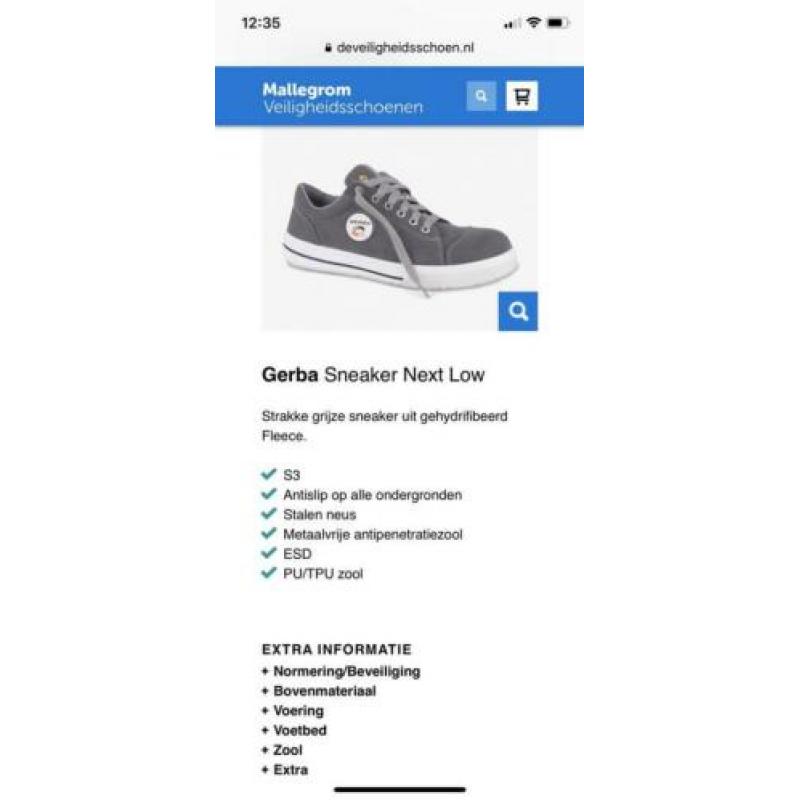 Nieuwen Gerba Veilgheid Sneakers S3 / ESD. Maat 39