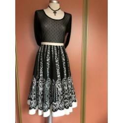Mode Machine Paris rok zwart crème mt 3 40/42 zgan mooi??