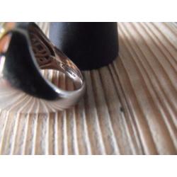 Ti Sento ring zilver met oranje kattenoog steen en goudkleur