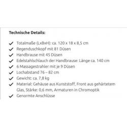 Douchepaneel met massagejets