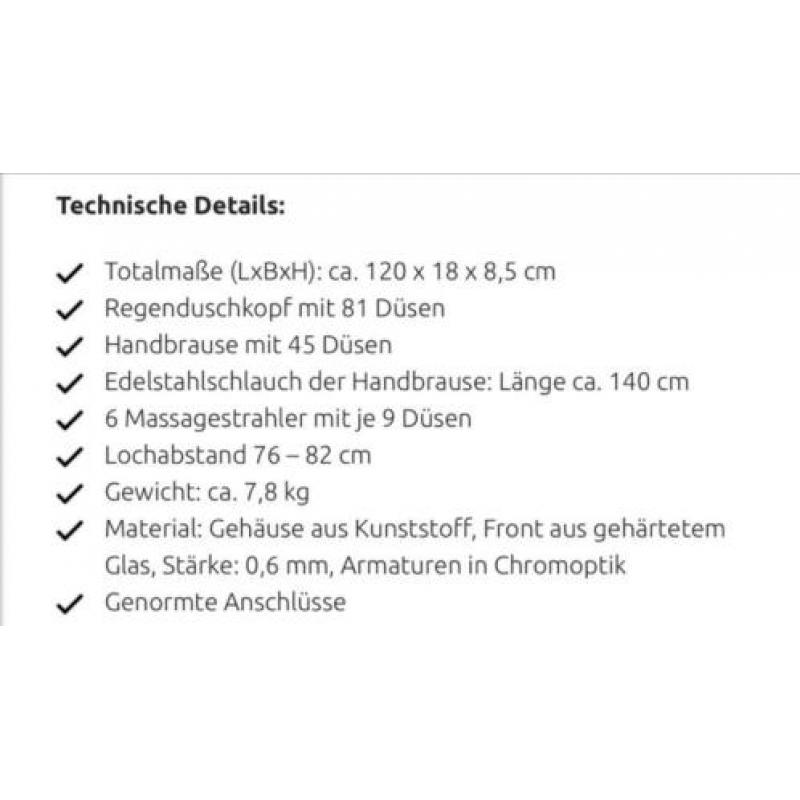 Douchepaneel met massagejets