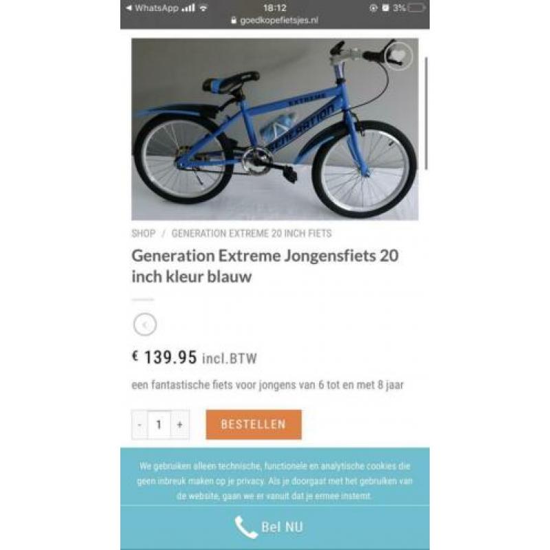 Gloednieuwe fiets nog in de doos 20 inch