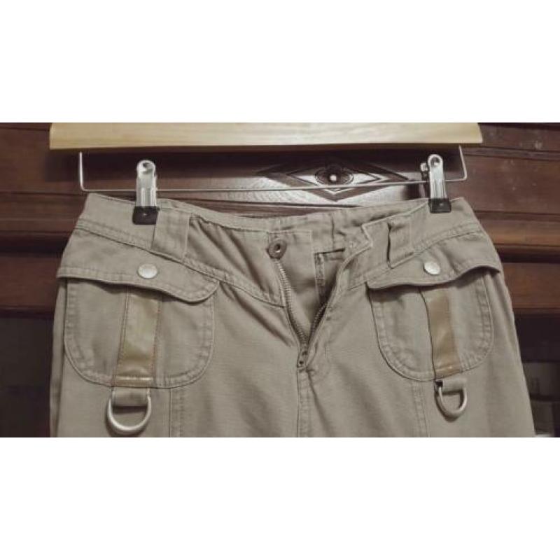 Taupe flared jeans met leer maat 27