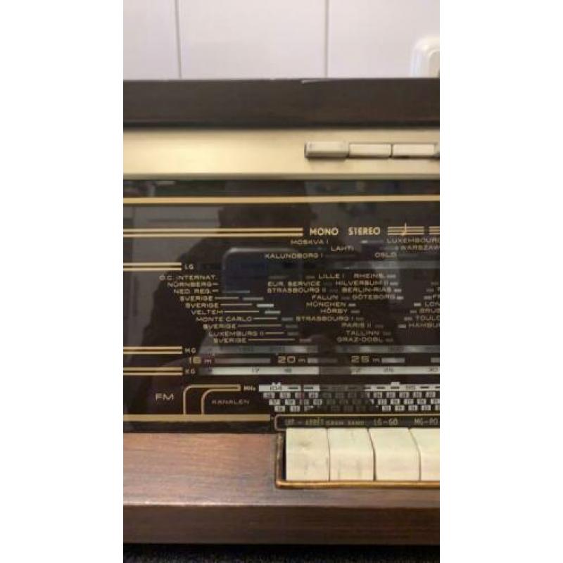 Oude Phillips bi ampli stereo gramm buizenradio