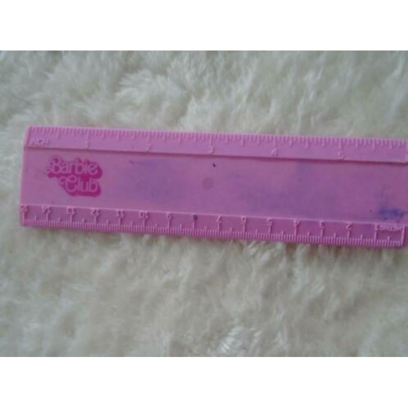 barbie spiegel 1986, barbieclub liniaal, boekenclub sticker