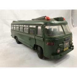 Blikken speelgoed bus leger groen Scania zelfbouw