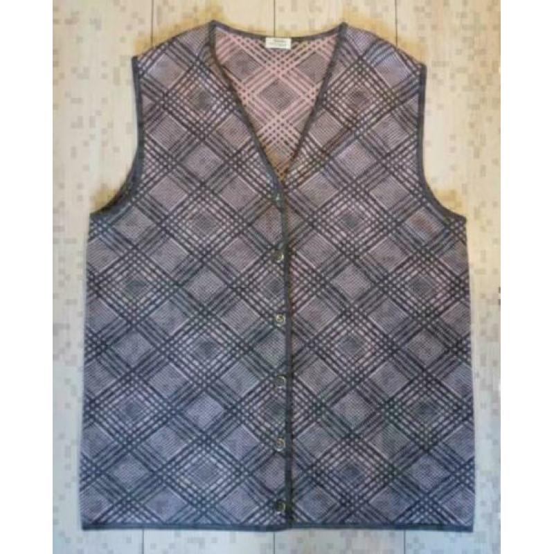 Atelier GJ creation roze met grijs geruit bodywarmer maat XL