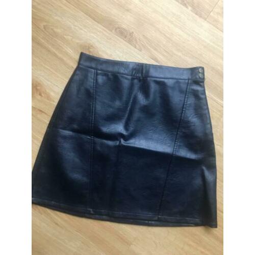 Leren korte rok donkerblauw Zara maat S