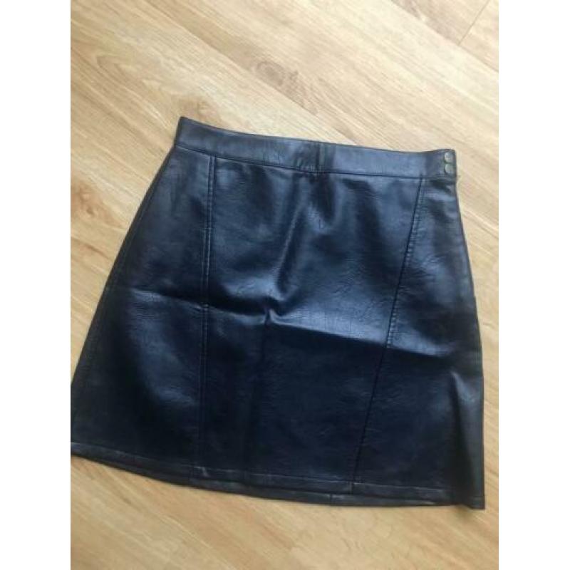 Leren korte rok donkerblauw Zara maat S