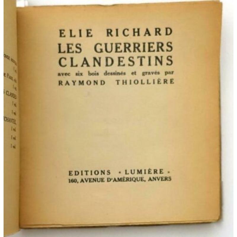 Les Guerriers Clandestins 1923 Richard - Thiollière (il)