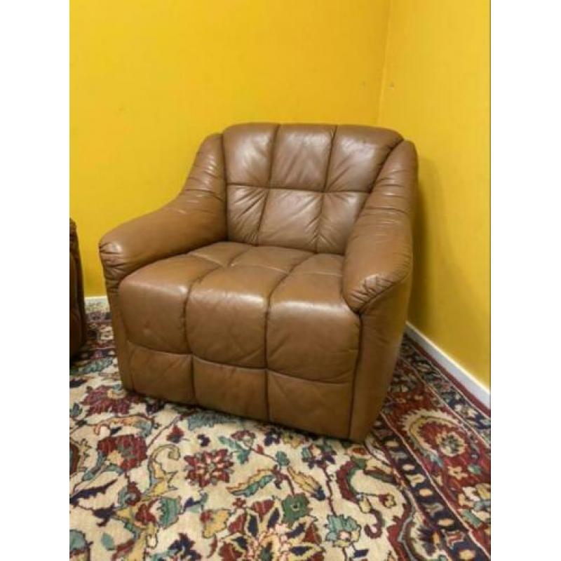 L_ vintage fauteuil stoel leder space age
