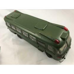 Blikken speelgoed bus leger groen Scania zelfbouw