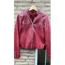 Rood leren jasje maat 42 Vintage