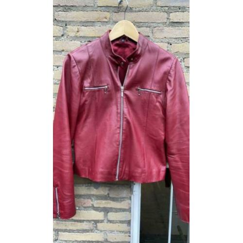 Rood leren jasje maat 42 Vintage