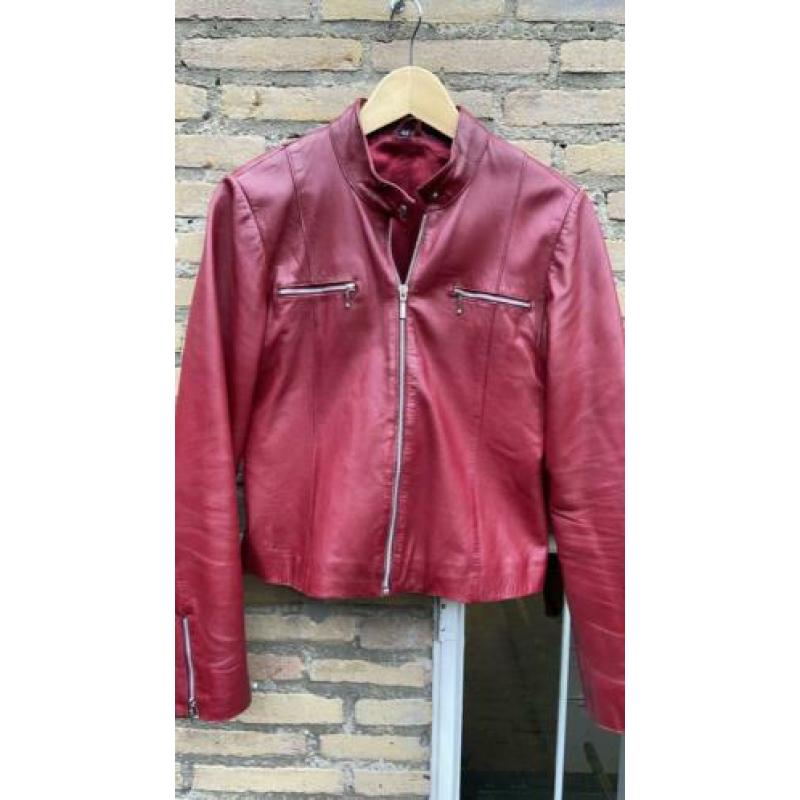 Rood leren jasje maat 42 Vintage