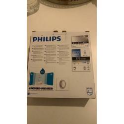 Philips plafond-/wandlamp, mat glas met chroom, nieuw + lamp