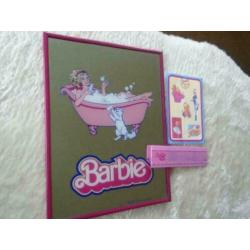 barbie spiegel 1986, barbieclub liniaal, boekenclub sticker