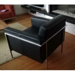 2x zwart leren Harvink fauteuil "Kadanz"