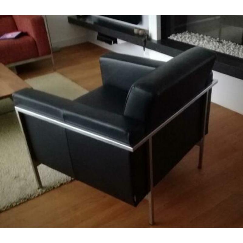 2x zwart leren Harvink fauteuil "Kadanz"