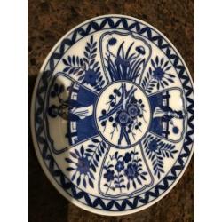 4 kop en schoteltjes. Blauw wit porselein