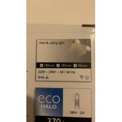 Philips plafond-/wandlamp, mat glas met chroom, nieuw + lamp