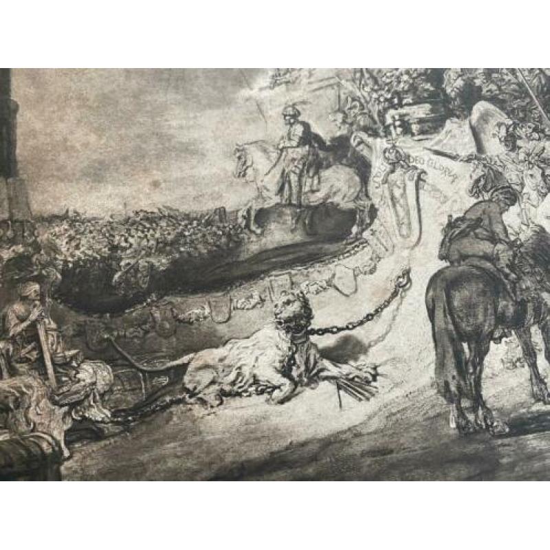 Antieke prent 1911 Rembrandt De eendracht van het land AFM