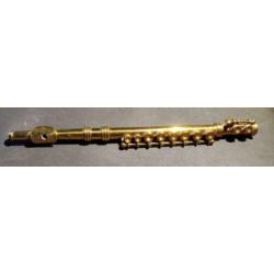 Miniatuur dwarsfluit, messing, 13 cm