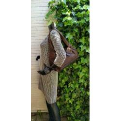 TENTAZIONE DUE bruin leder schoudertas zeer fraai (nr F233)