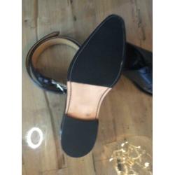 Nieuwe zwarte derby moliere calfs leer met riem mt 12 (46)