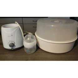 SET: flessenwarmer , magnetron flessen sterilisator en fless