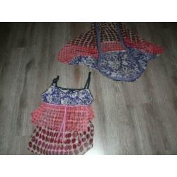 Voorjaar zijden twin set top vestje Pianura maat L 42 44