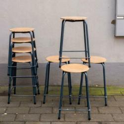 Industriële vintage schoolkrukken - Blauw