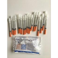 Insuline spuiten 1ml 0,33 mm (29G) x 12,7 mm 19 stuks nieuw