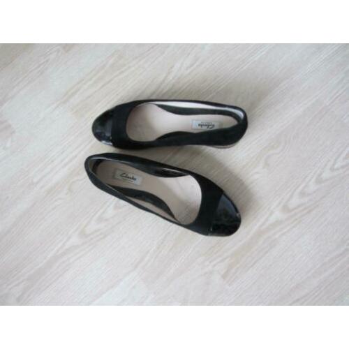 **CLARKS** mooi Zwart/leren/suede, BALLERINA,S,Maat 38