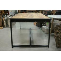 Mooie stoere eettafel metaal mangohout industrieel 220 x 100