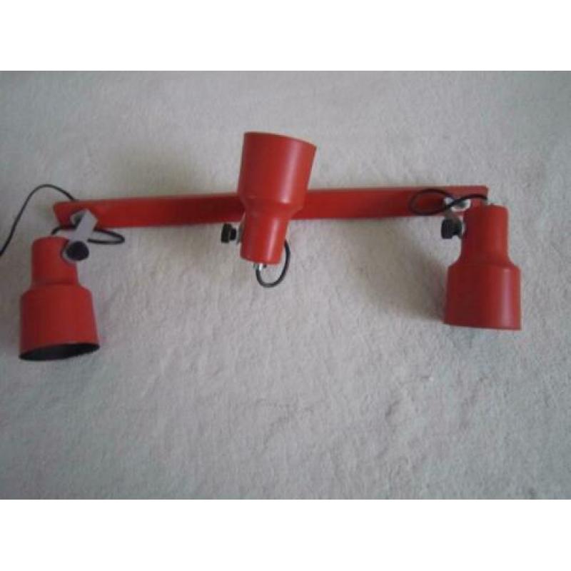 Retro lamp, Vintage oranje lamp rail met drie spotlichten